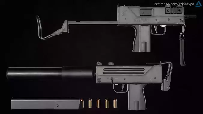 Ingram MAC-10 Low-poly 3D model