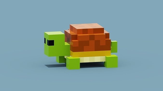 Voxel Turtle Low-poly 3D model