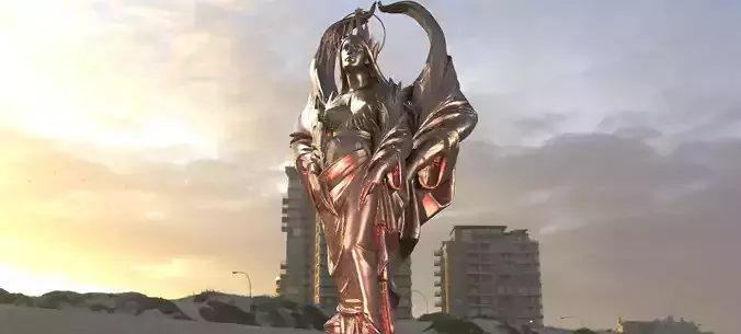 Guilded Queen Statue 3D model