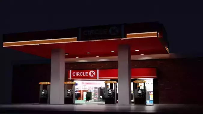 Petrol Gas Station Low Poly