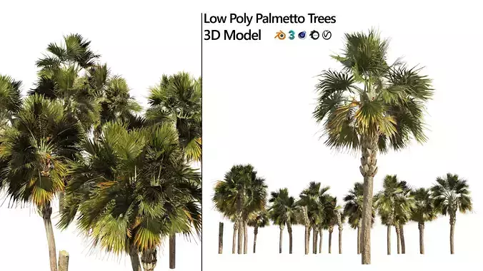 Low poly palmetto trees Low-poly 3D model