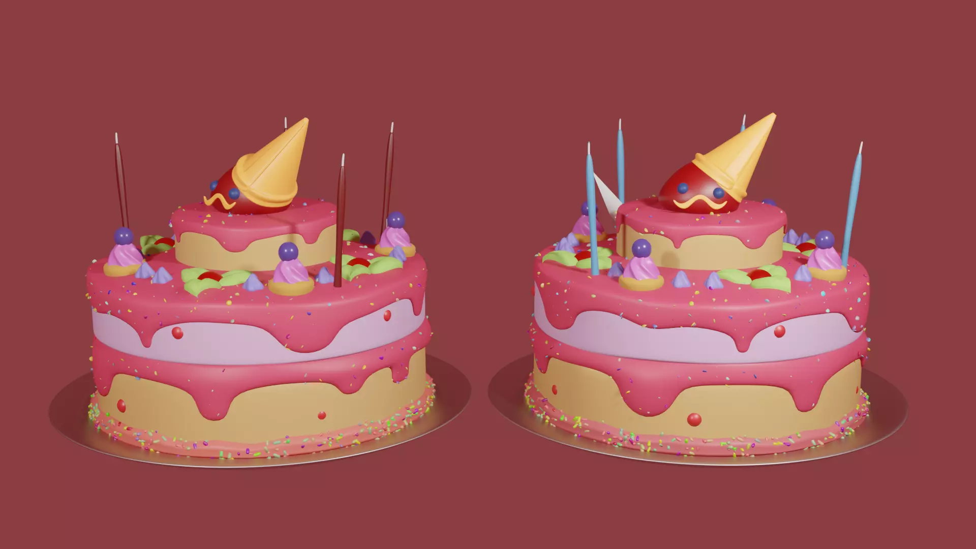 Cake Birthday V3 Low-poly 3D model_0