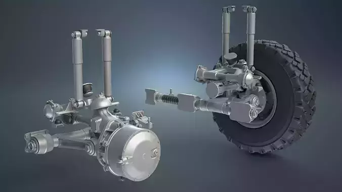 BTR-4E or BTR-80 Suspension and Wheel High-Poly 3D model