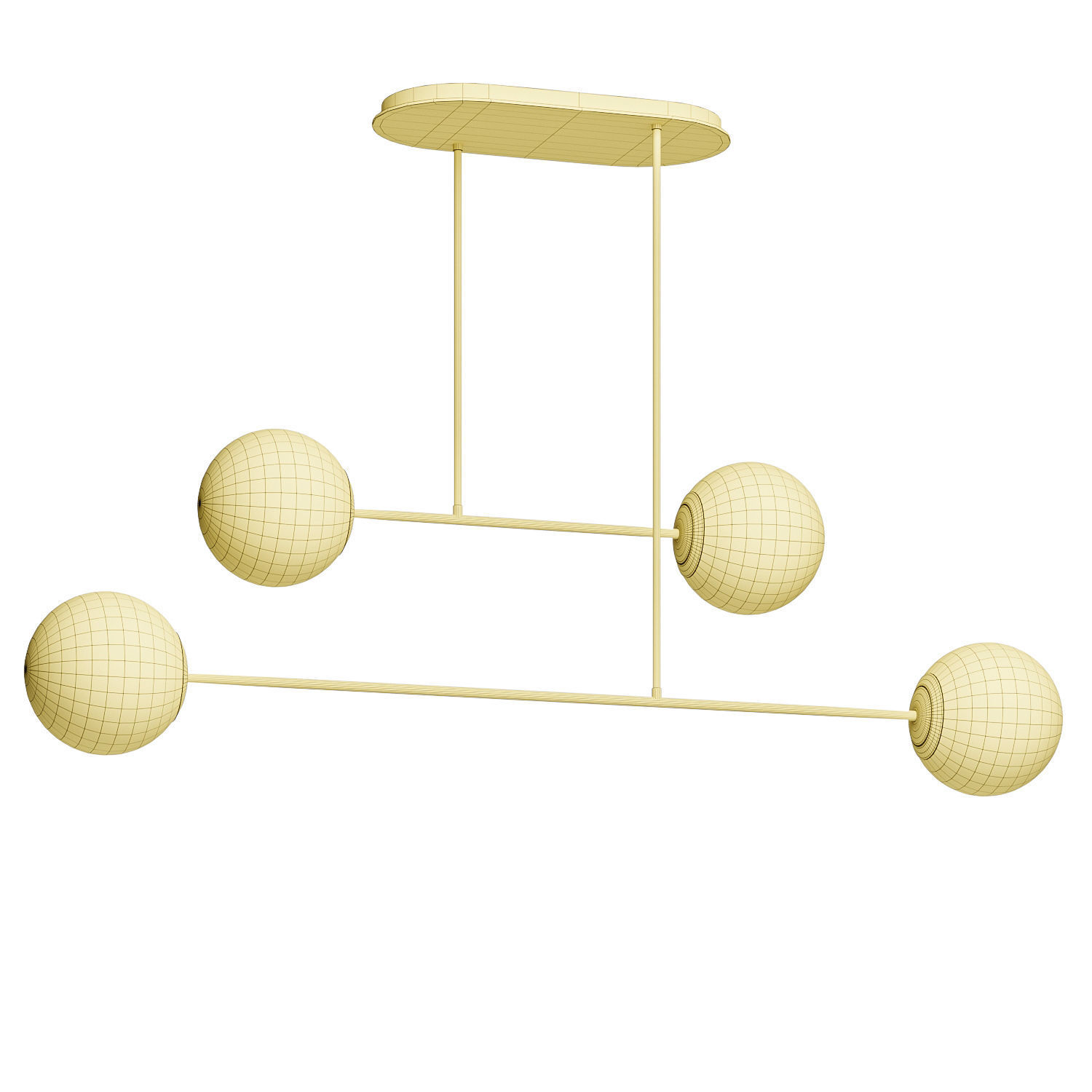 Hanglamp in metal en opaline glass 3D model_3