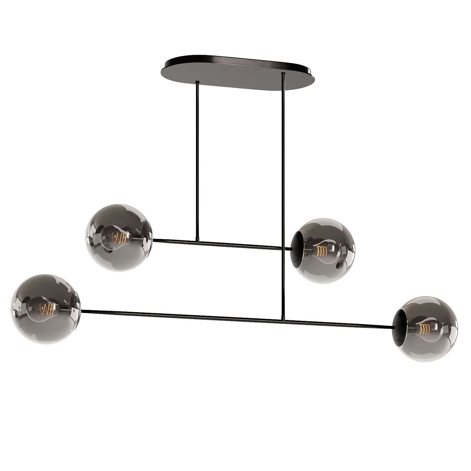 Hanglamp in metal en opaline glass 3D model_1