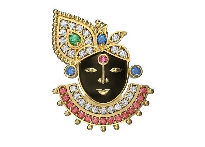 SHREENATHJI PENDANT FOR MULTILINE KANTHI MALA 3D print model