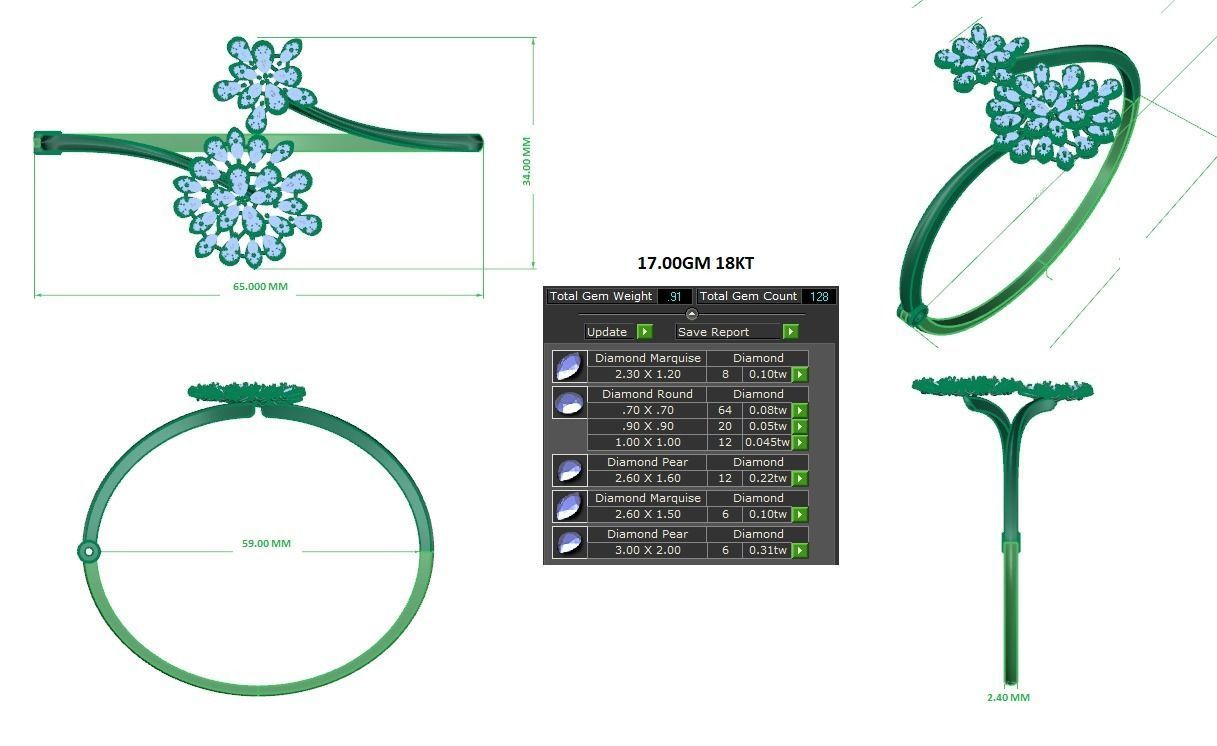 Women Bangle Bracelets Bracelet 3dm STL OBJ FBX Render Details 3D print model_1