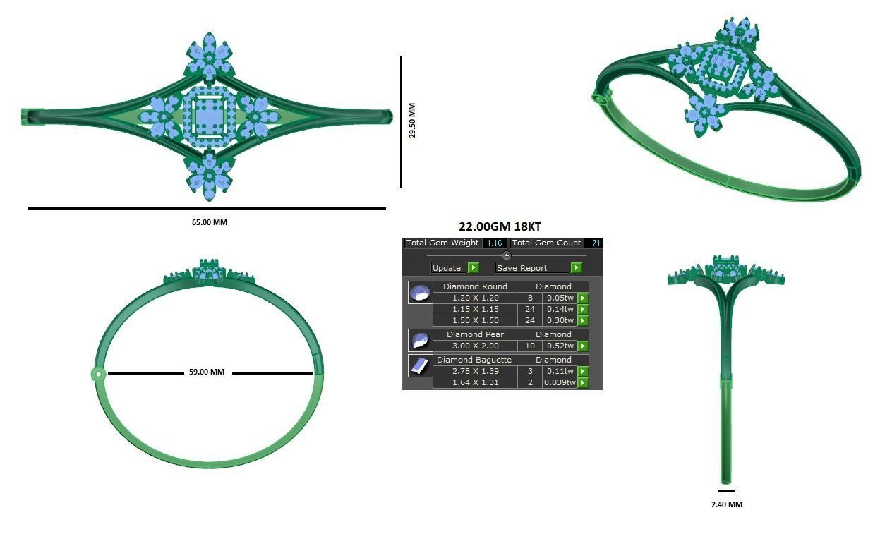 Women Bangle Bracelets Bracelet 3dm STL OBJ FBX Render Details 3D print model_1