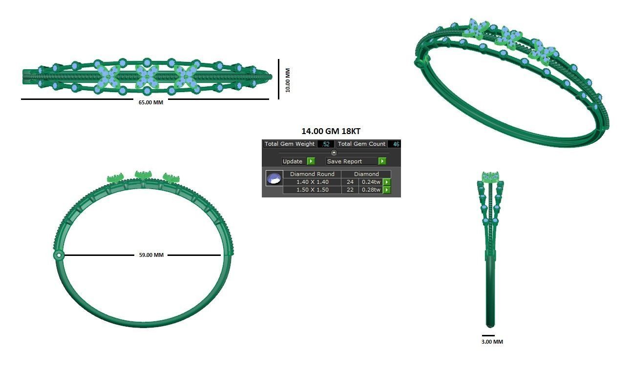 Women Bangle Bracelets Bracelet 3dm STL OBJ FBX Render Details 3D print model_1