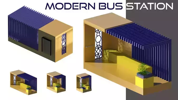 modern bus station 3D model