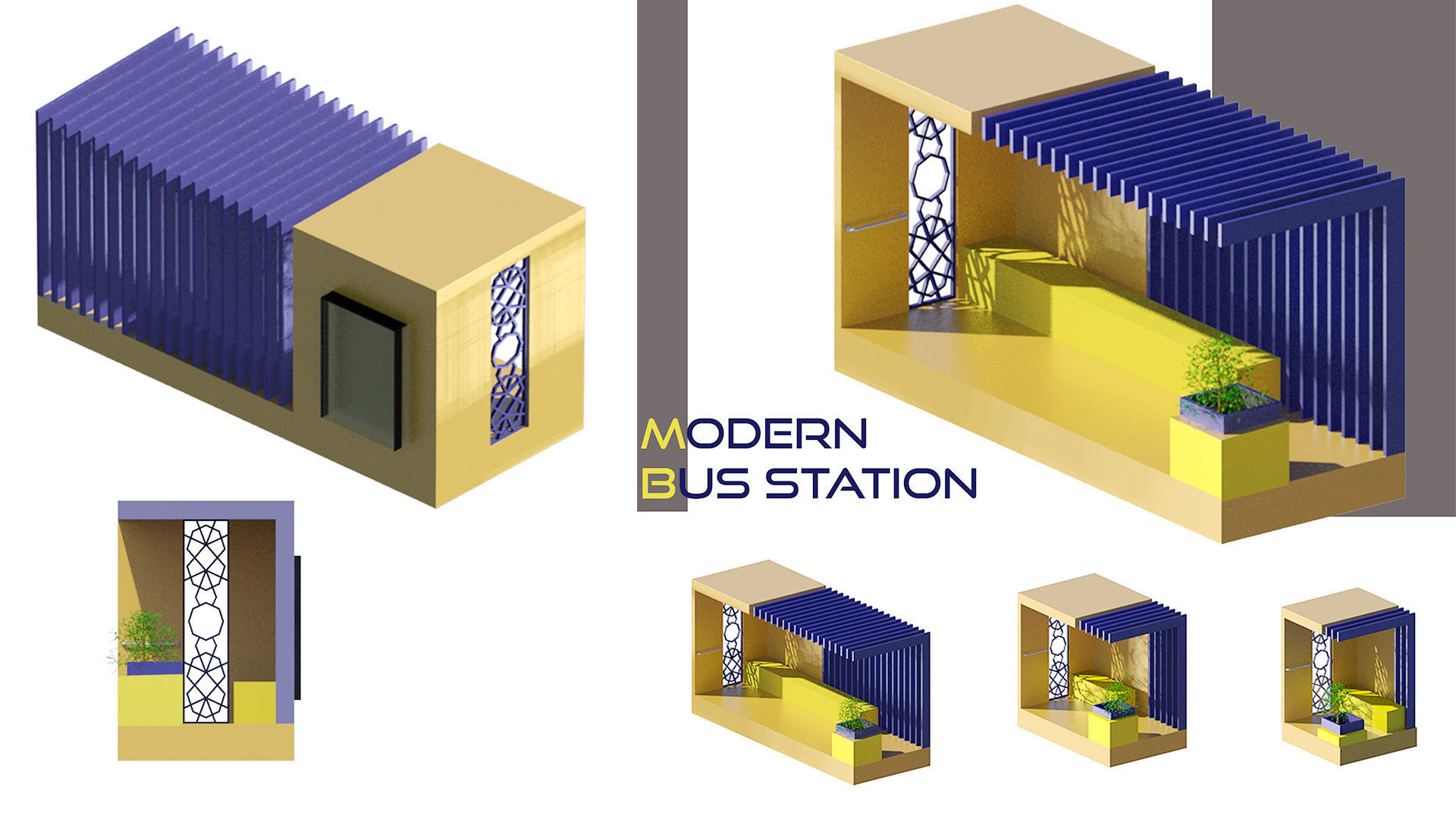 modern bus station 3D model_1