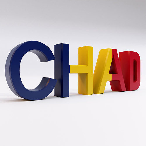 Chad country name text 3d model  Low-poly 3D model