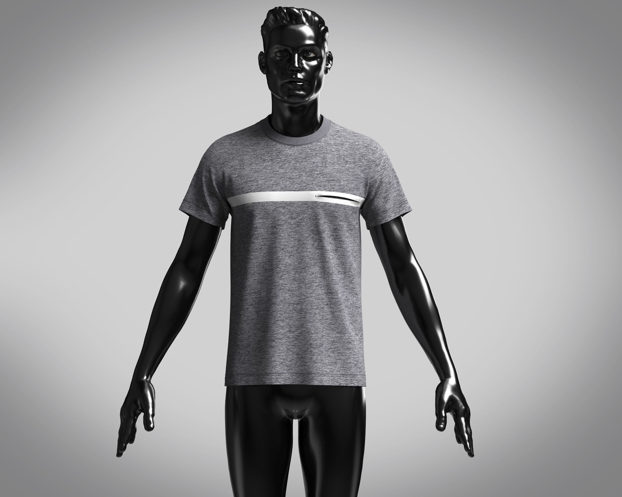 T-shirt Grey Marl Lewis 3D model_1