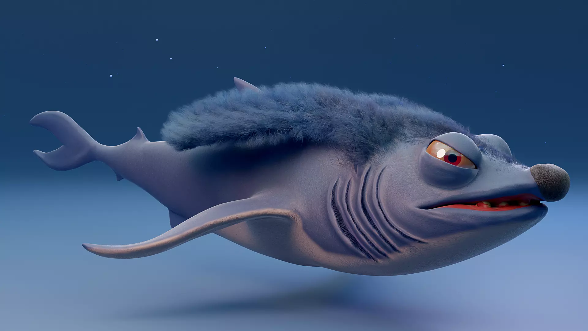 RabbitShark cartoon shark Low-poly 3D model