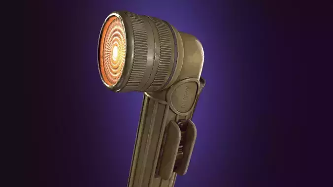 USA old Flashlight Low Poly PBR 2K