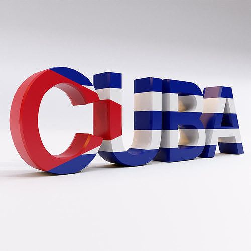 Cuba country name text 3d model  Low-poly 3D model