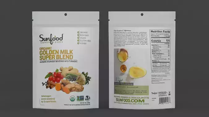 Sunfood tea pouch packaging mockup 3D model