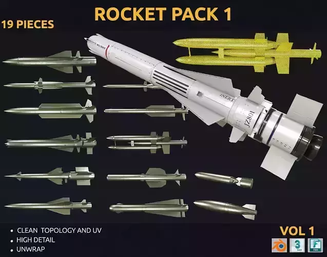 rocket pack - VOL 01 Low-poly 3D model
