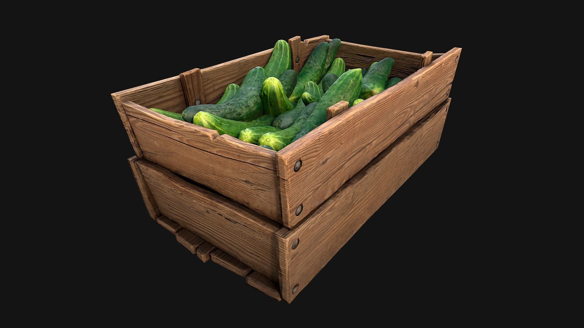 Cucumbers Box Crate Stand Low-poly 3D model_18