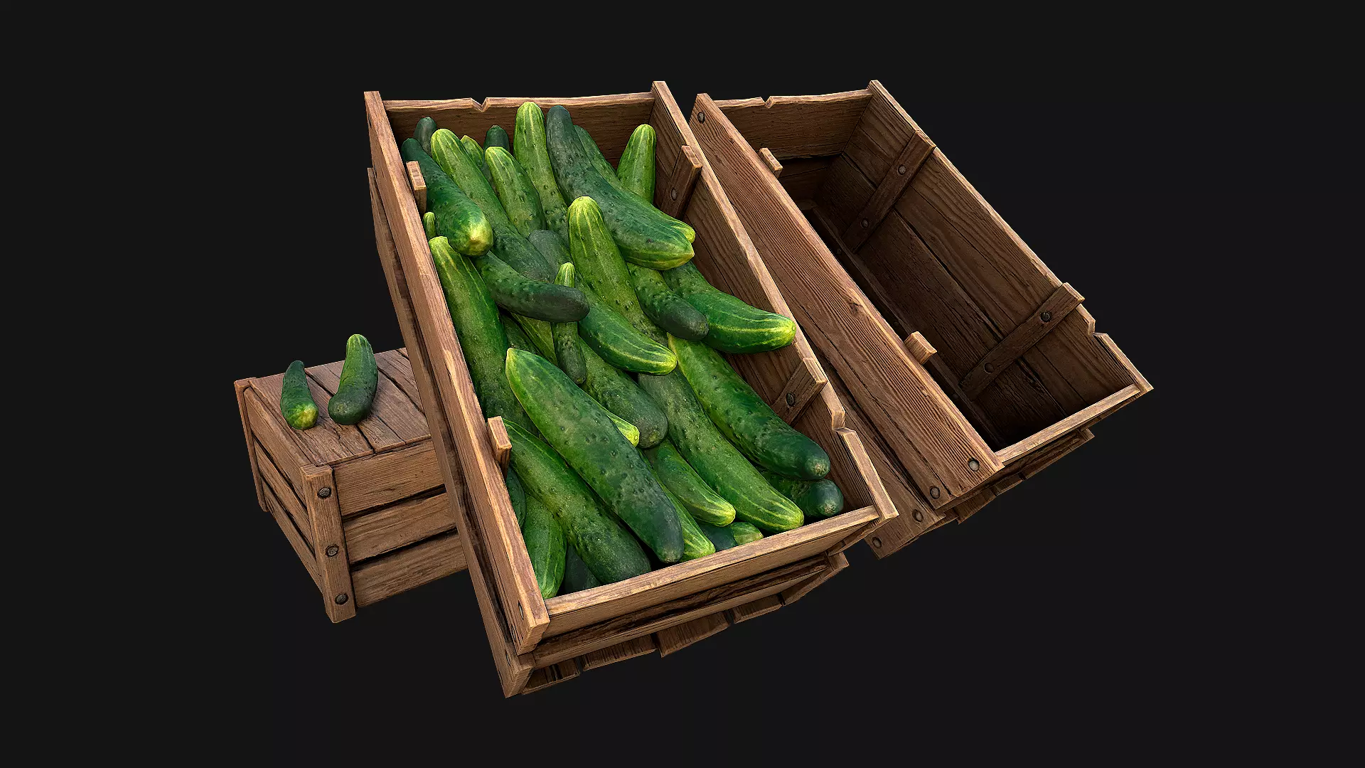 Cucumbers Box Crate Stand Low-poly 3D model_0