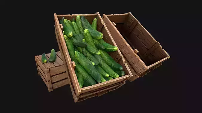 Cucumbers Box Crate Stand Low-poly 3D model