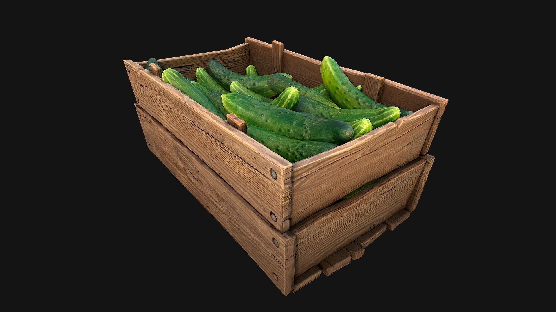 Cucumbers Box Crate Stand Low-poly 3D model_17