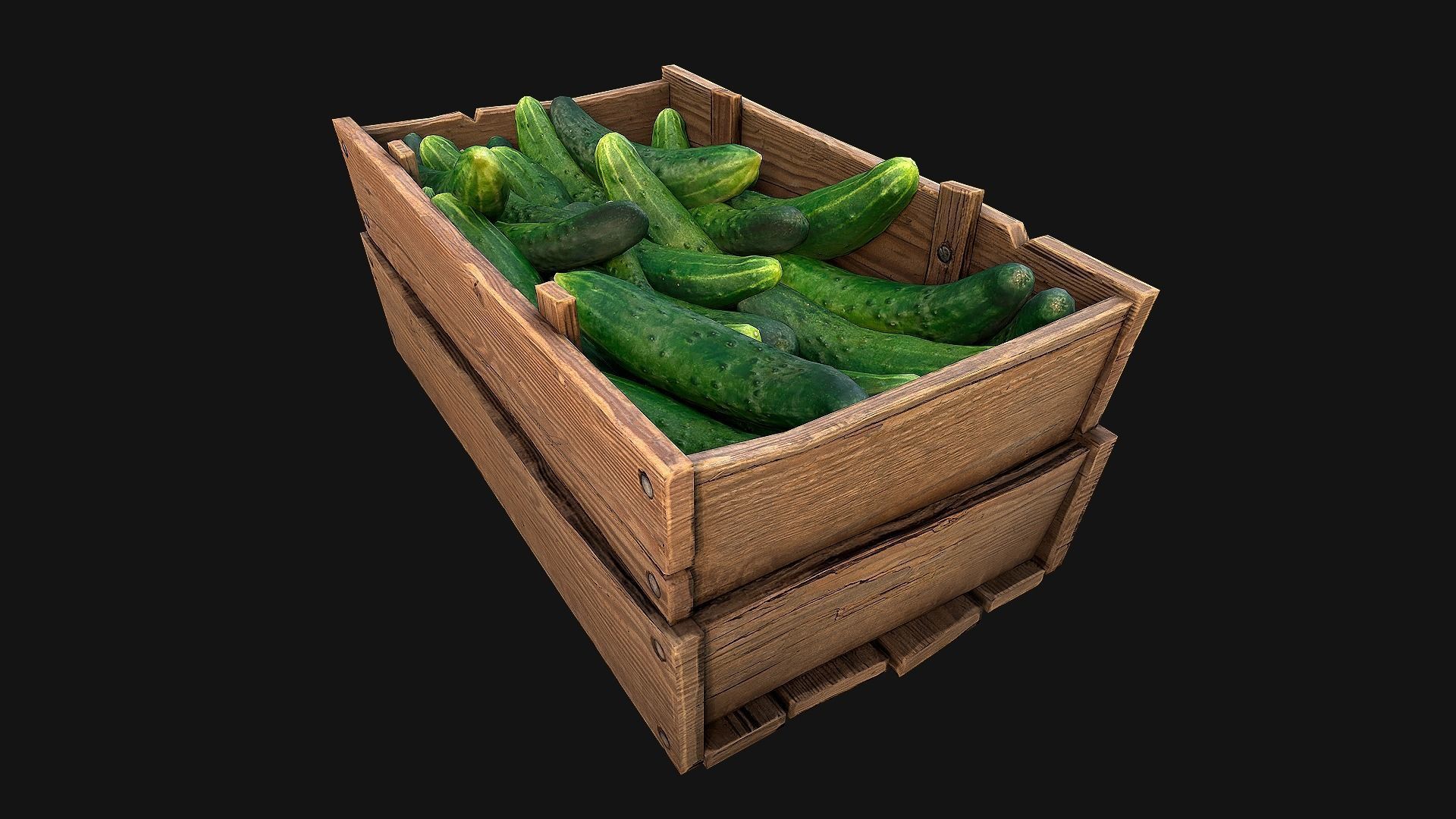 Cucumbers Box Crate Stand Low-poly 3D model_20