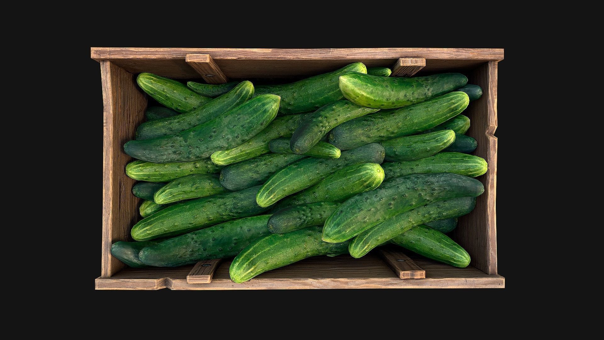 Cucumbers Box Crate Stand Low-poly 3D model_16