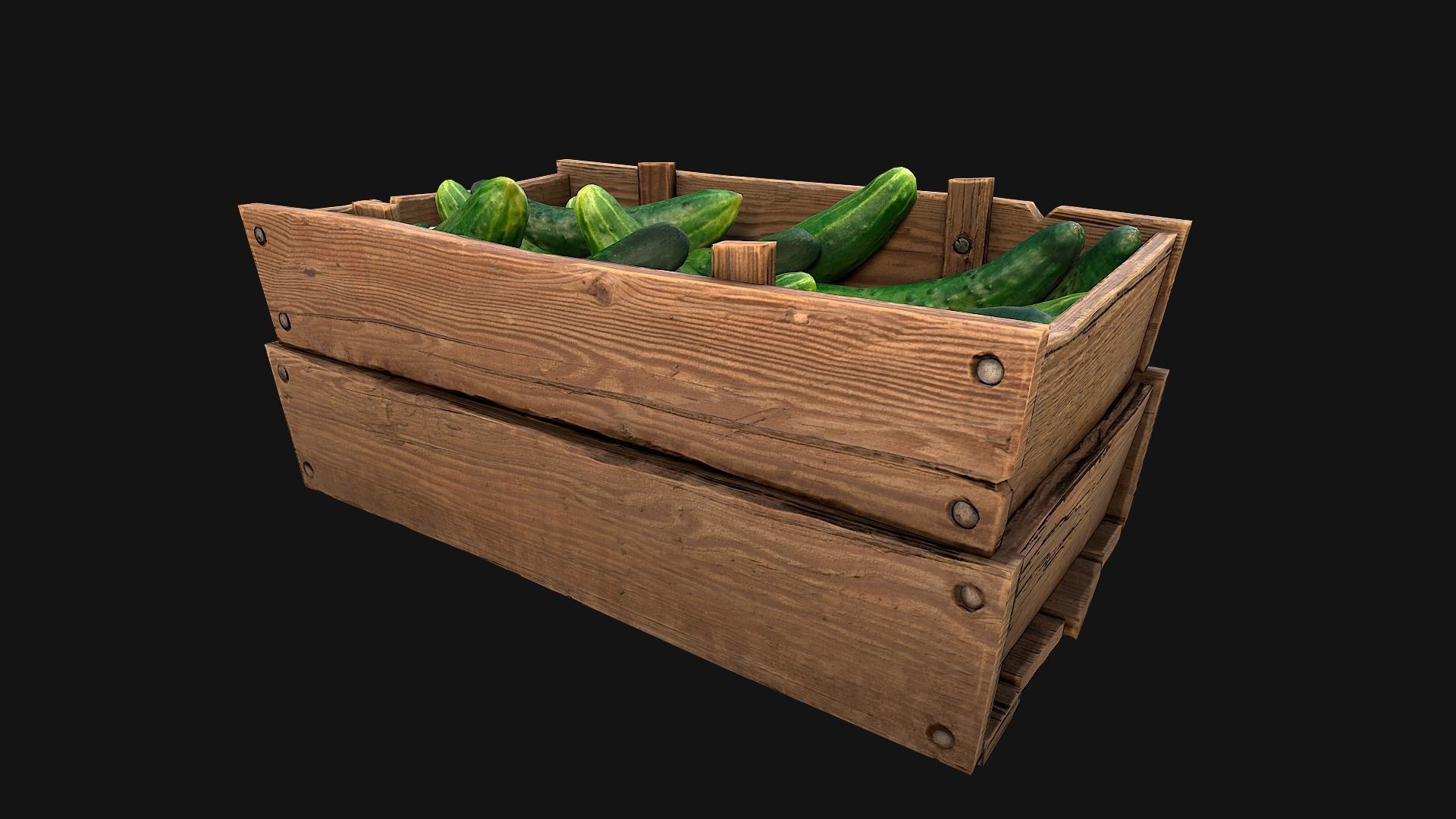 Cucumbers Box Crate Stand Low-poly 3D model_19