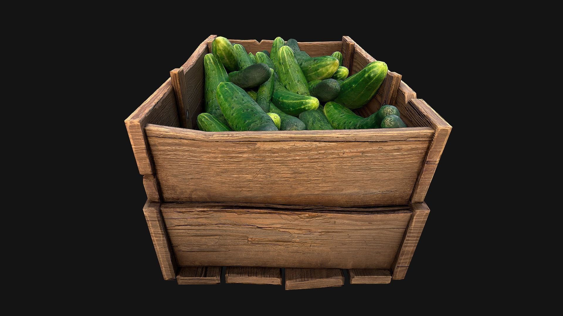 Cucumbers Box Crate Stand Low-poly 3D model_11