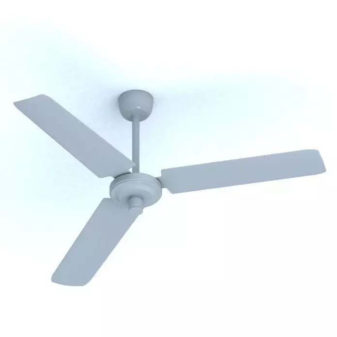 Blue Metal Ceiling Fan 3D model_0