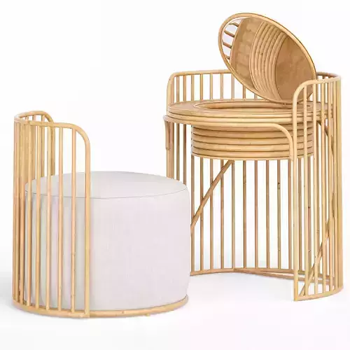 Elise Vanity And Stool Set 3d model Low-poly 3D model