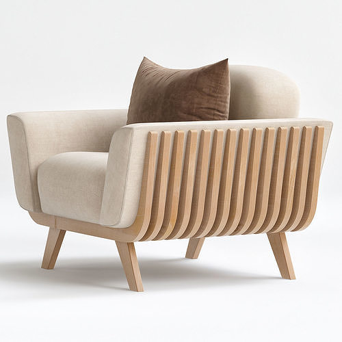 Hamper armchair 3d model Low-poly 3D model 2