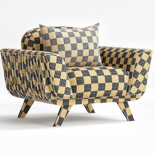 Hamper armchair 3d model Low-poly 3D model 3