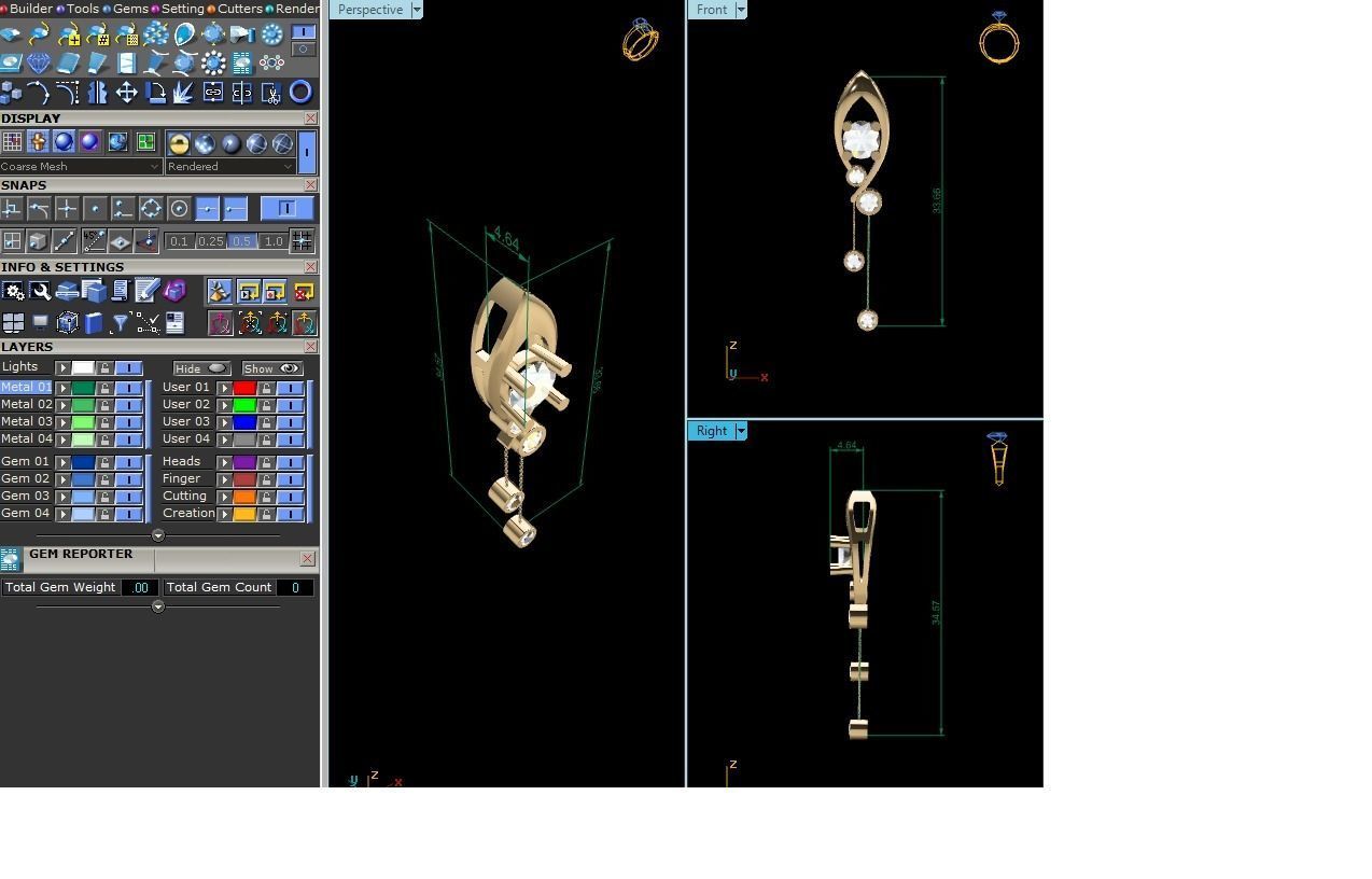 Women Earring 3dm STL OBJ FBX Render Details 3D print model_7