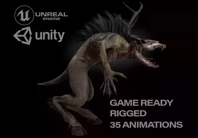 Wendigo Low-poly 3D model