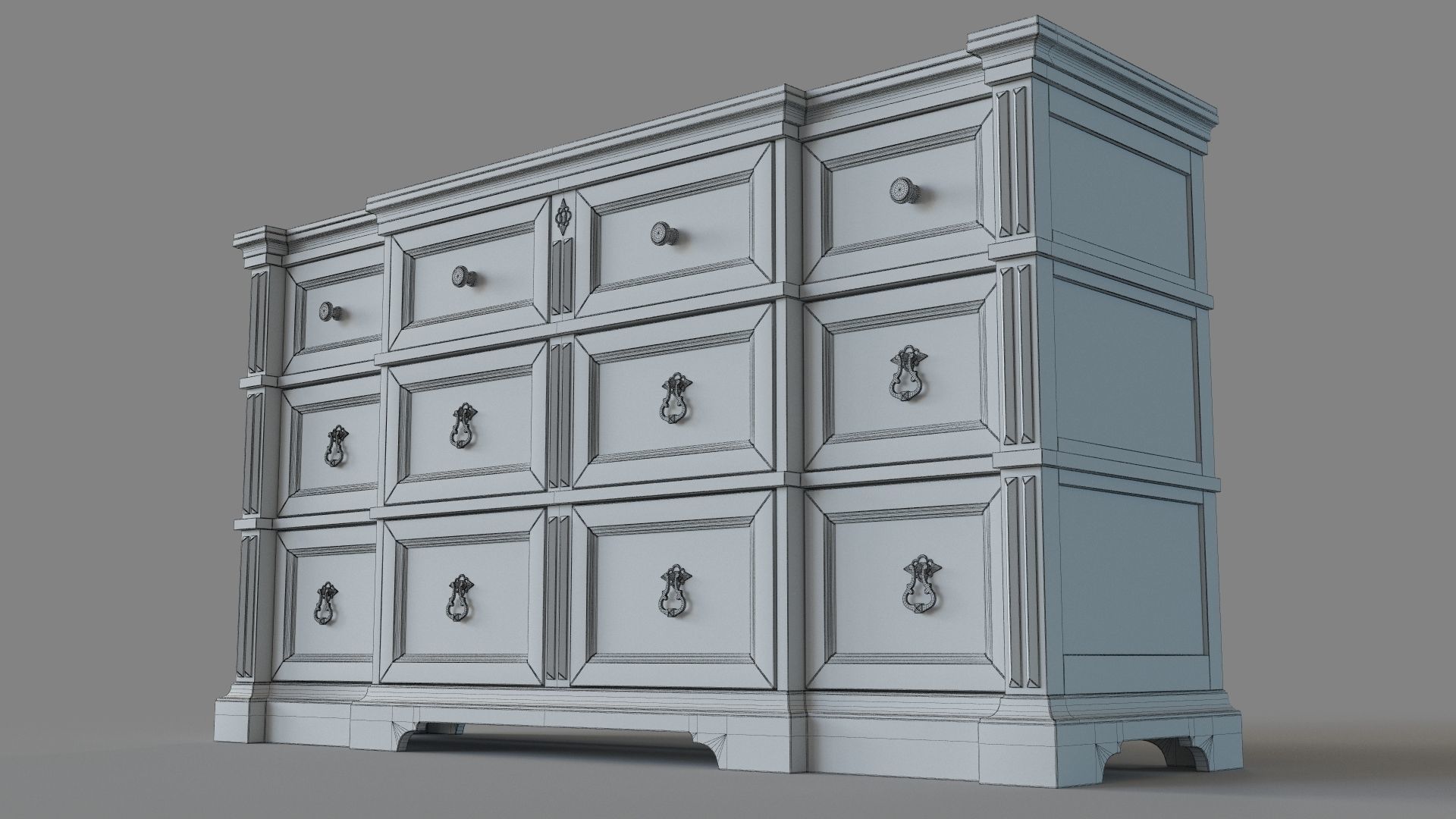 Bedroom La Grange Rolling Hill Nine-Drawer Dresser 3D model_5