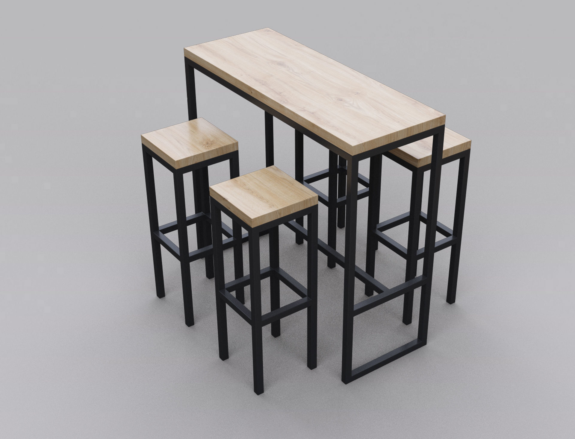 Bar Table and Chair 3D model_2