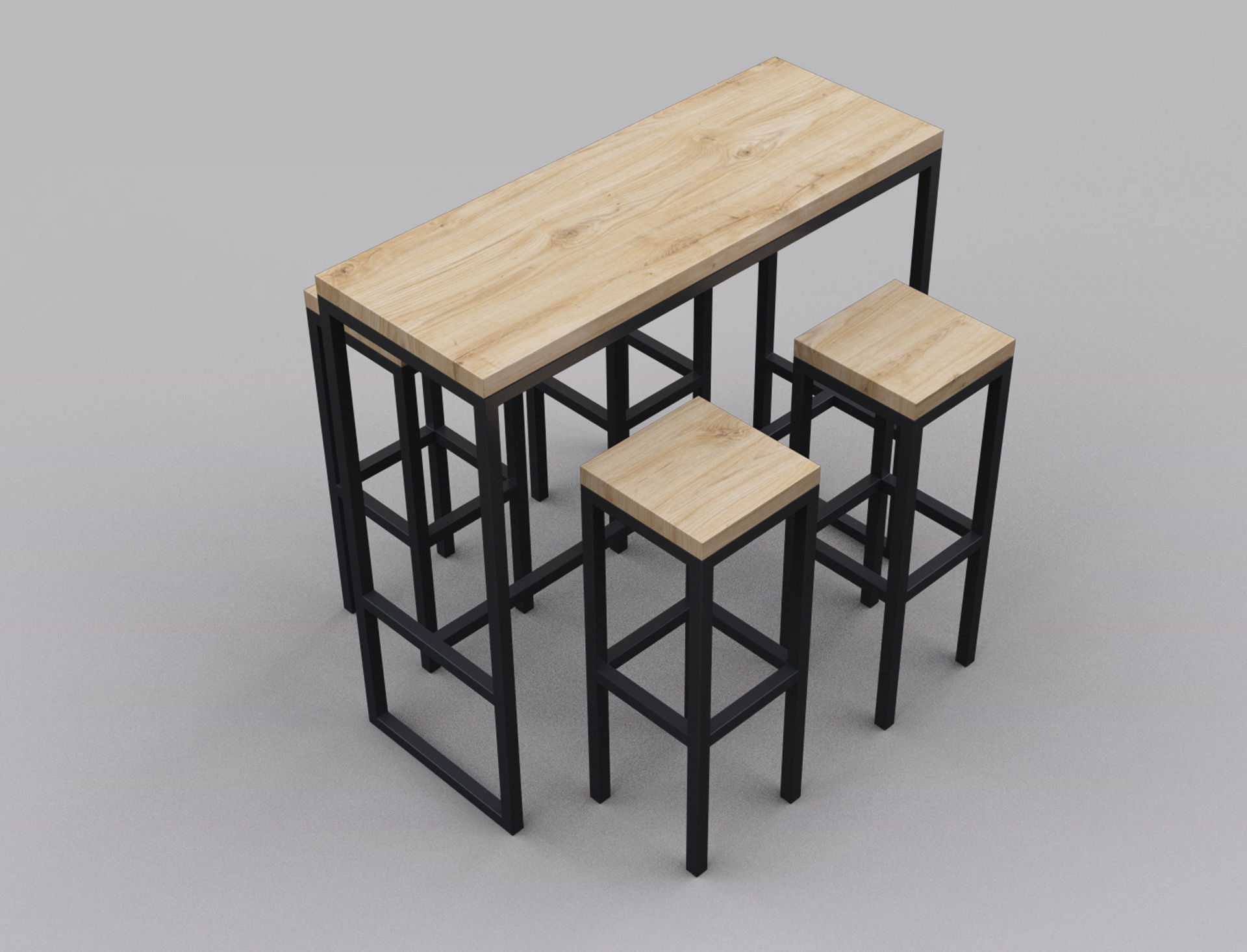 Bar Table and Chair 3D model_3