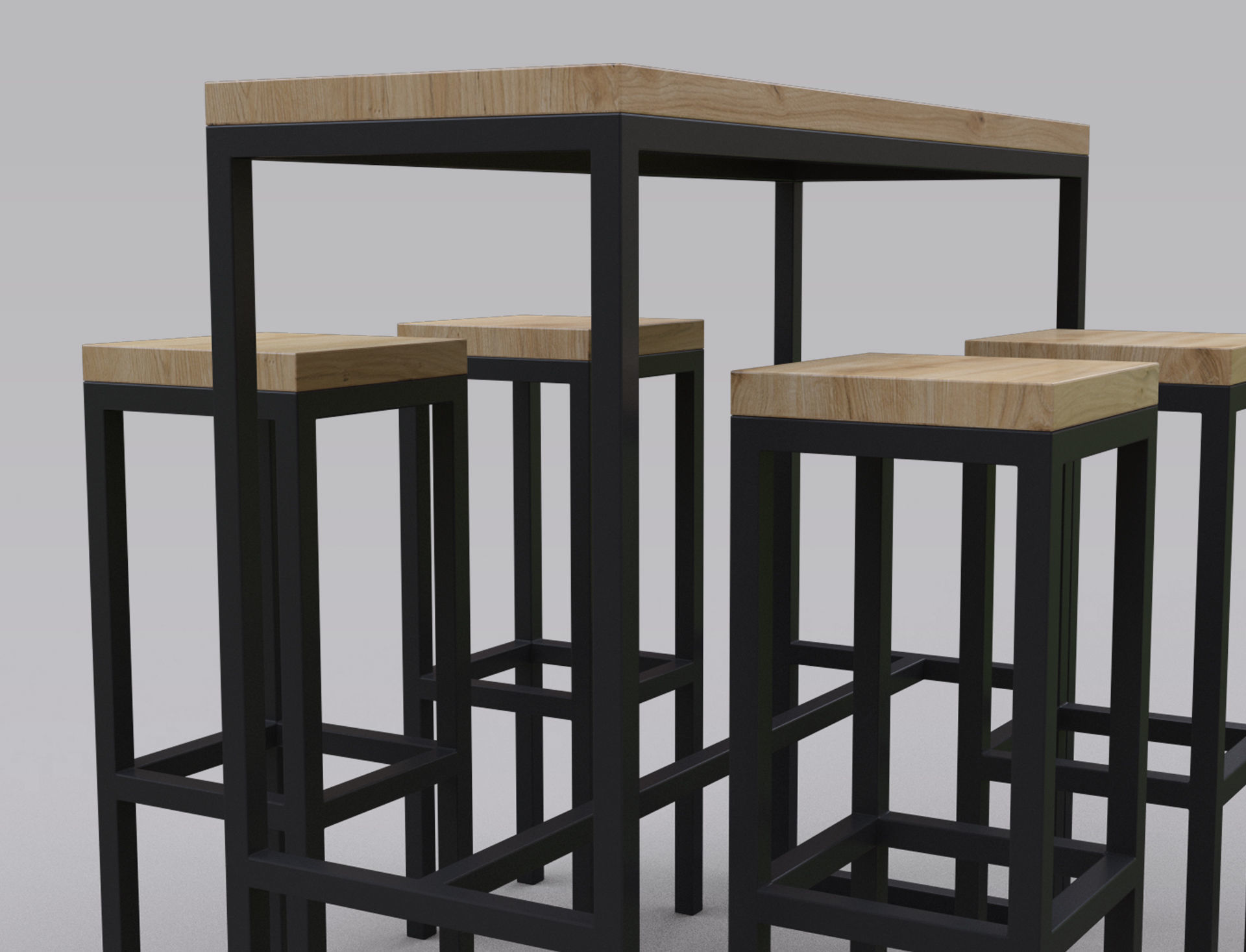 Bar Table and Chair 3D model_5