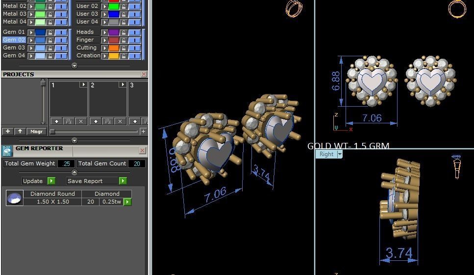 Women Heart Earring 3dm STL OBJ FBX Render Details 3D print model_12