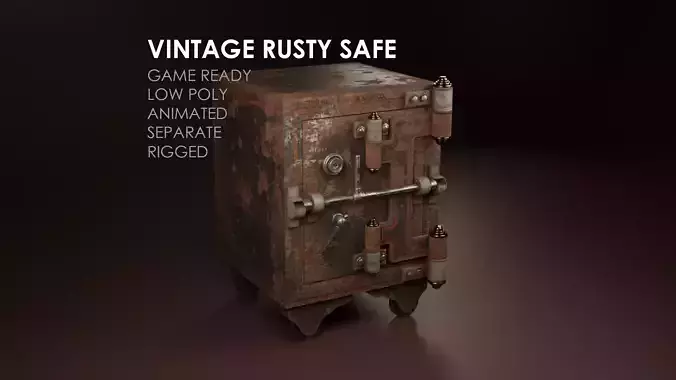 Vintage old Safe Rigged Low-poly 3D model