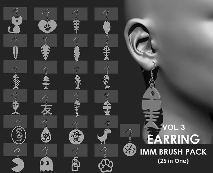 Earring IMM Brush Pack 25 in One Vol 3 3D model_0