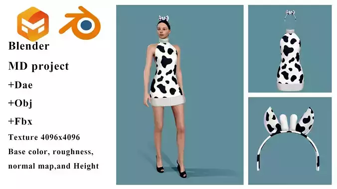cow cosplay dress with head band
