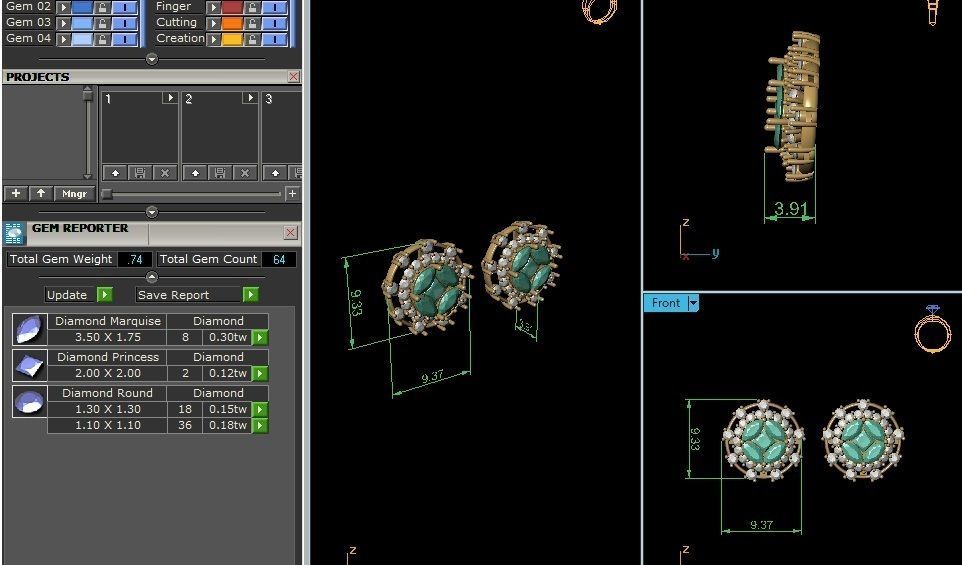 Women Earring 3dm STL OBJ FBX Render Details 3D print model_12