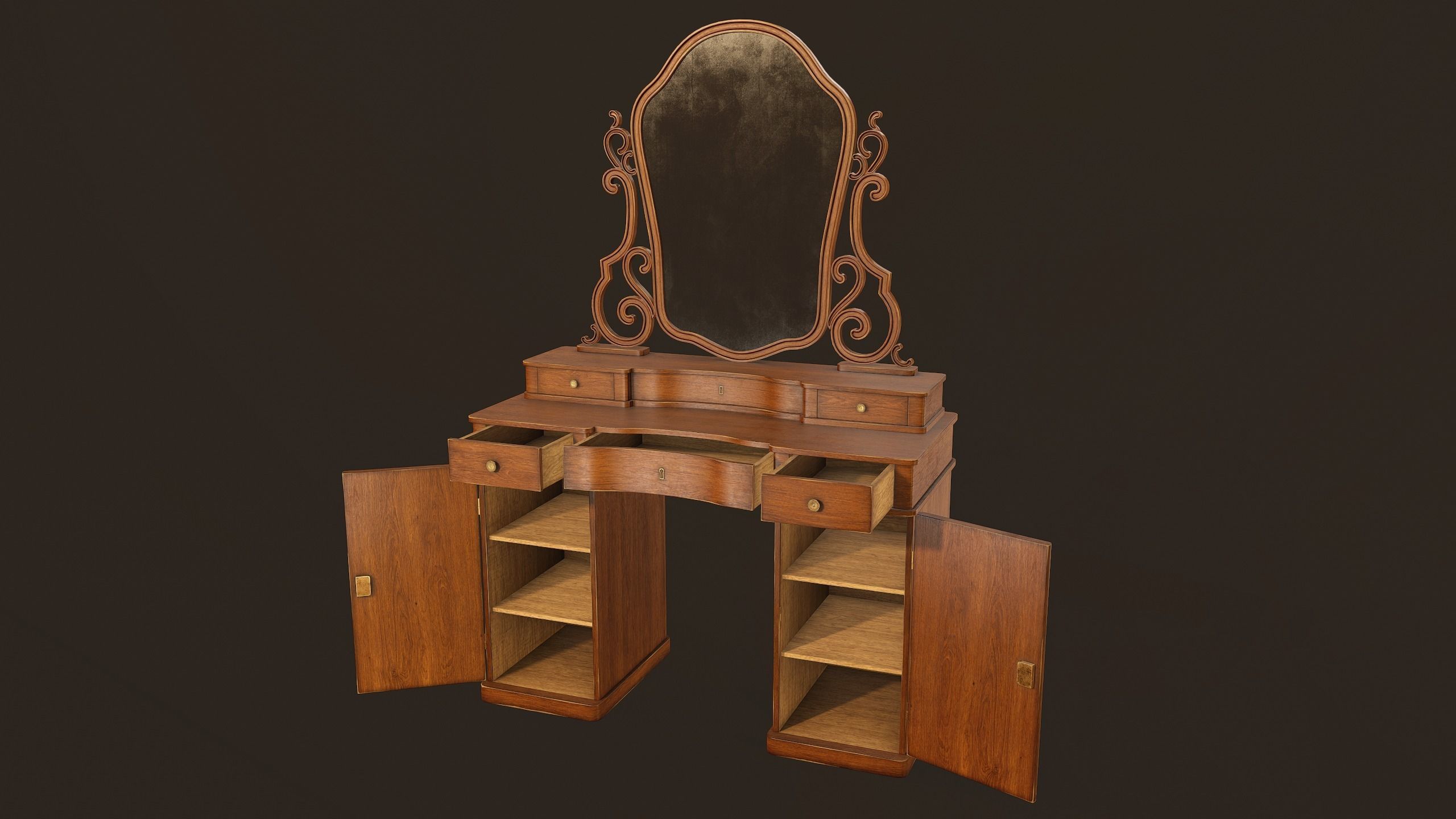 Vanity Table - PBR Game Ready Low-poly 3D model_13