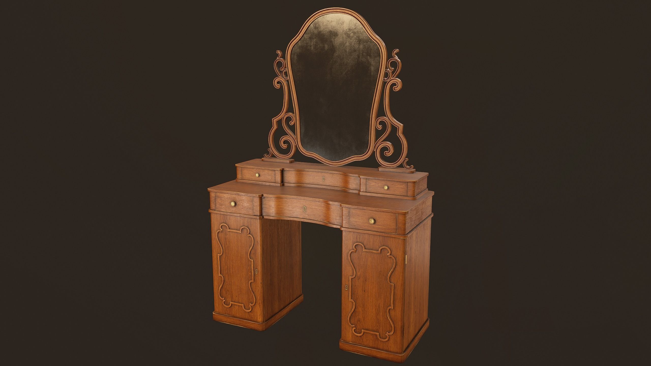 Vanity Table - PBR Game Ready Low-poly 3D model_12