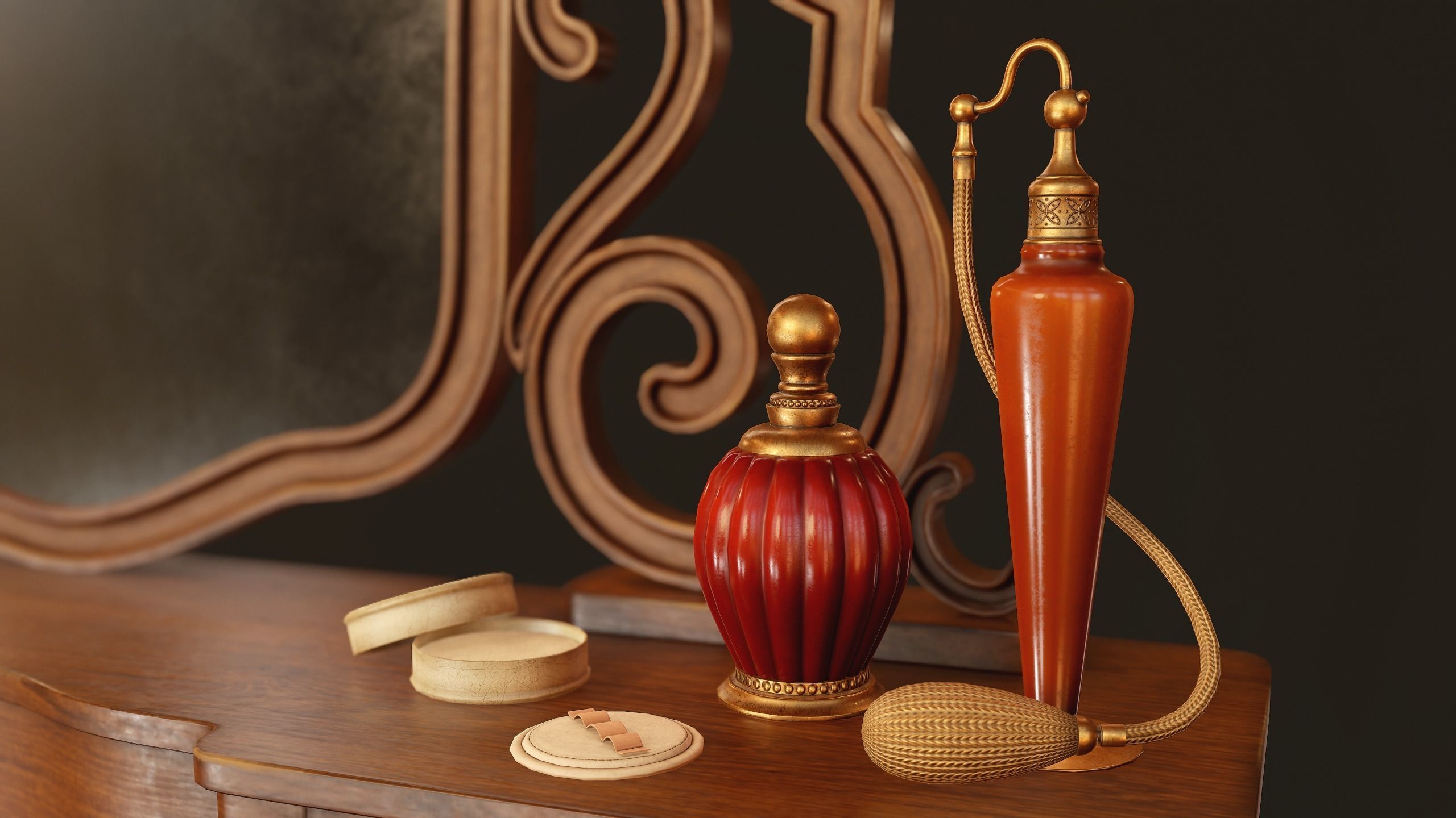 Vanity Table - PBR Game Ready Low-poly 3D model_8