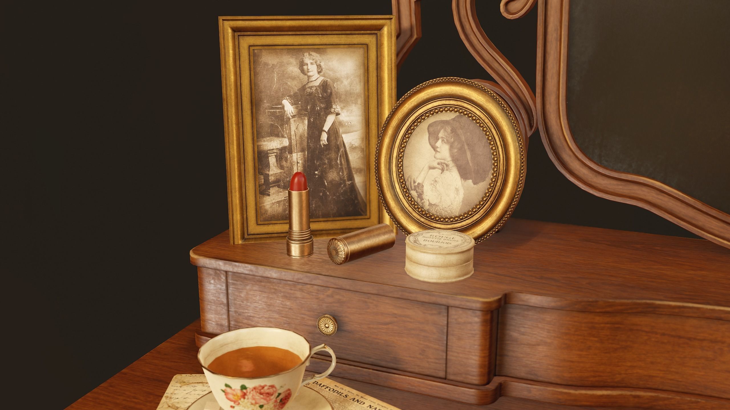 Vanity Table - PBR Game Ready Low-poly 3D model_7