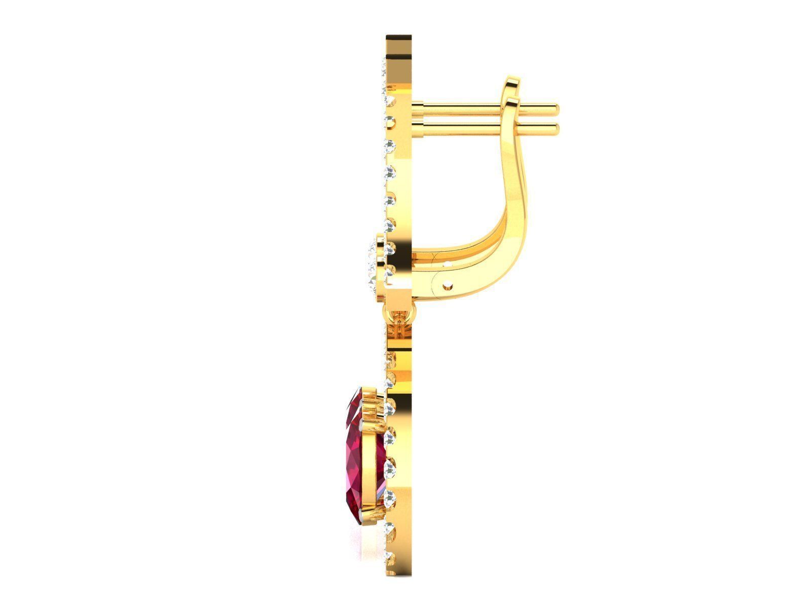 Women Oval Diamond Earring 3dm STL OBJ FBX Render Details 3D print model_4